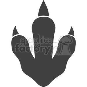 The image shows a stylized clipart of a dinosaur paw print or footprint. The print has three toes with pointed claws, typical of what one might associate with theropod dinosaurs.