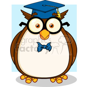 Illustration Wise Owl Teacher Cartoon Character With Glasses And Graduate Cap
