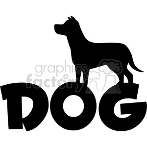   The clipart image shows a silhouette of a dog standing on top of the word DOG— with each letter (D, O, G) acting as a platform for one of the dog