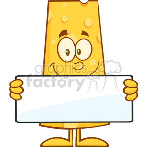 8509 Royalty Free RF Clipart Illustration Cheese Cartoon Character Holding A Banner Vector Illustration Isolated On White