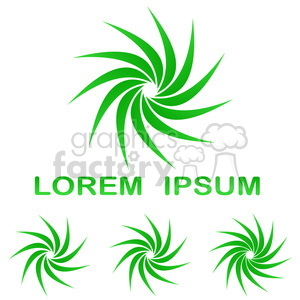 This clipart image features a green spiral design both in a larger and smaller format, along with the text 'Lorem Ipsum' in green font.