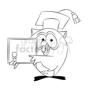 Buho The Cartoon Owl Holding Diploma Black White Clipart Royalty Free Clipart 397823