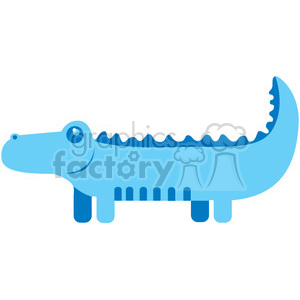 The clipart image features a stylized representation of an alligator or crocodile. It is colored blue and has a simple, cartoon-like design with visible details such as eyes, a tail with a curved end, and a row of ridges along its back.