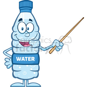 royalty free rf clipart illustration talking water plastic bottle cartoon mascot character using a pointer stick vector illustration isolated on white