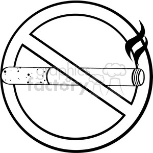 royalty free rf clipart illustration no smoking sign black and white vector illustration isolated on white background