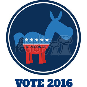 9326 funny democrat donkey cartoon blue circale label vector illustration flat design style isolated on white