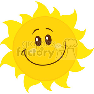 smiling yellow simple sun cartoon mascot character vector illustration isolated on white background