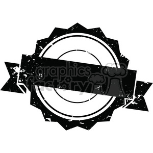 Clipart image of a distressed, grunge-style badge or label with a blank banner across it. The design is black and white, and the badge has a textured, worn look.