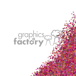 A modern geometric clipart image featuring an array of small colorful triangles forming a dynamic pattern, primarily in shades of pink, purple, and red, set against a white background.