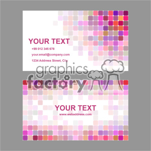 Colorful modern mosaic business card design featuring square pixel patterns and customizable text fields.