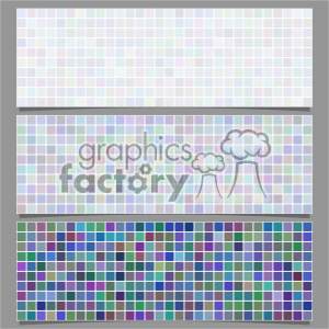 A clipart image featuring three rectangular grids of small square tiles in varying shades of colors, arranged from light (top) to dark (bottom).