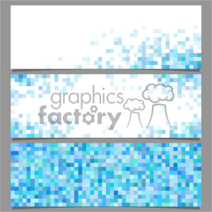 A set of three horizontal banner clipart images with a pixelated blue and white abstract design.