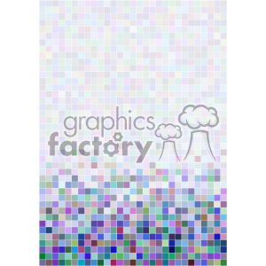 An abstract mosaic clipart image, featuring a pattern of small, colorful squares arranged in a grid. The colors are muted towards the top and become more vibrant towards the bottom of the image.