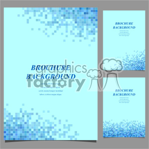 A blue color-themed brochure background clipart image featuring a pixelated design at the top and bottom edges. The central area contains placeholder text for content.