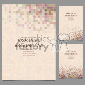 A set of three brochure backgrounds featuring beige pixel pattern designs. Each brochure has 'BROCHURE BACKGROUND' written in the center with placeholder text below.
