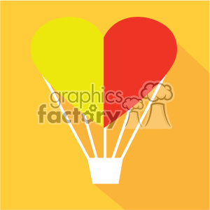   valentine love hot air balloon made of a heart flat design vector icon art 