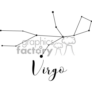 Clipart image of the Virgo zodiac constellation with the word 'Virgo' written underneath in cursive.