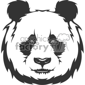 The image is a black and white vector illustration of a panda bear's face. It appears to be designed in a stylized manner suitable for use as a mascot or logo, with emphasis on the characteristic dark patches around the eyes, ears, and a pattern across its body.