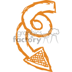 An orange, stylized arrow with a curl in the shaft