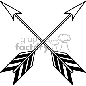 Black and white clipart image of two crossed arrows.
