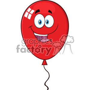 The clipart image depicts a cartoon mascot character in the shape of a red balloon with a smiling face. The image conveys a sense of fun and happiness, making it suitable for use in party or celebration-related contexts such as birthdays or fiestas.