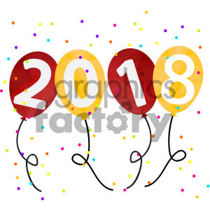 2018 new year party balloons vector art