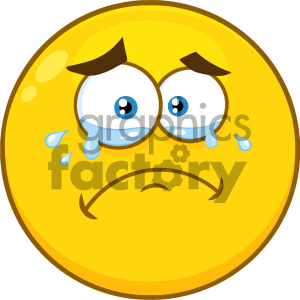 Royalty Free RF Clipart Illustration Crying Yellow Cartoon Smiley Face Character With Tears Vector Illustration Isolated On White Background
