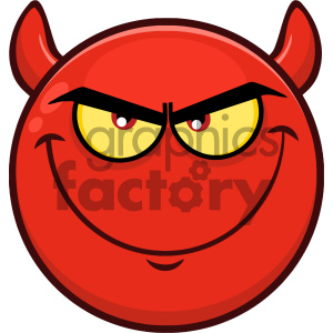 Royalty Free RF Clipart Illustration Smiling Red Cartoon Smiley Face Character With Evil Expressions Vector Illustration Isolated On White Background