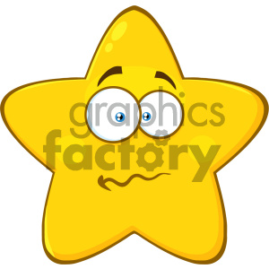   Royalty Free RF Clipart Illustration Nervous Yellow Star Cartoon Emoji Face Character With Confused Expression Vector Illustration Isolated On White Background 