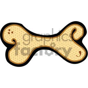 Clipart image of a large, detailed dog bone treat with a textured surface and small brown patches.