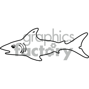 cartoon clipart shark 002 bw