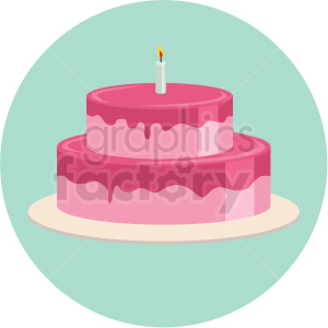 two layer cake vector flat icon clipart with circle background