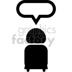 Minimalist clipart of a robot with a speech bubble, suggesting communication or dialogue.