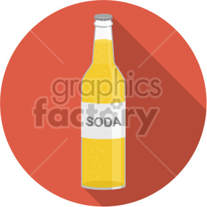 soda bottle on orange circle background flat icons