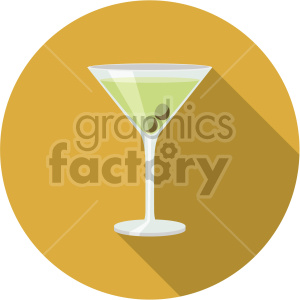 martini glass on circle background flat icons