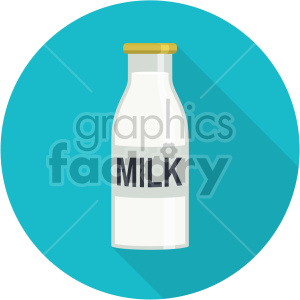 glass milk bottle on blue circle background flat icons