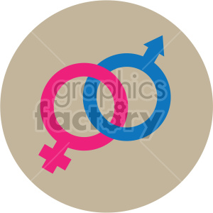 male female symbols vector icon on tan background
