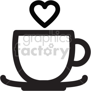 black and white lovely coffee cup with heart steam