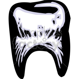 Abstract clipart image of a human molar tooth with a black outline and white interior.