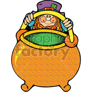 Colorful St. Patrick's Day clipart featuring a cheerful leprechaun with a pot of gold.