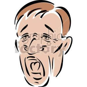 A clipart illustration of a man's face with an expressive, open-mouthed expression.