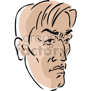 A stylized clipart illustration of a man's face with an angry expression.