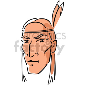 Clipart illustration of a Native American man with a feathered headband.