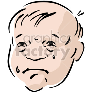 An illustration of a child's face with a sad expression, possibly crying.