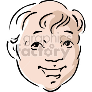 Illustration of a smiling child's face.