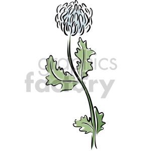 Clipart image of a stylized plant with a single flower and leaves in a simple artistic design.