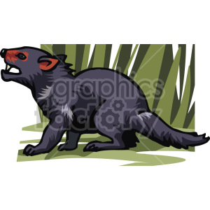 The clipart image shows a wolverine. It is in the foreground, with grass in the background