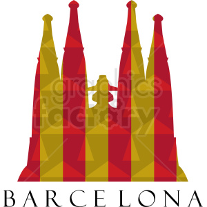 Barcelona Sagrada Familia with Red and Yellow Geometric Pattern