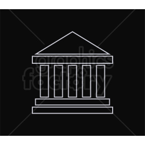 This clipart image features a minimalist line drawing of a classical building or temple with columns, set against a black background.