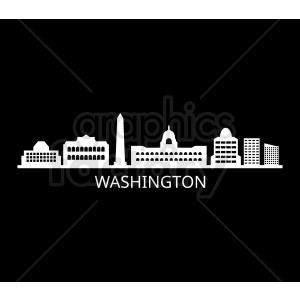 washington city skyline vector design with label on black